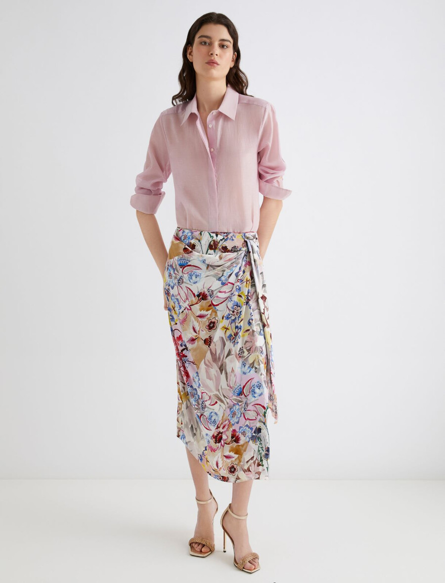 gonna in raso stampato - rosa