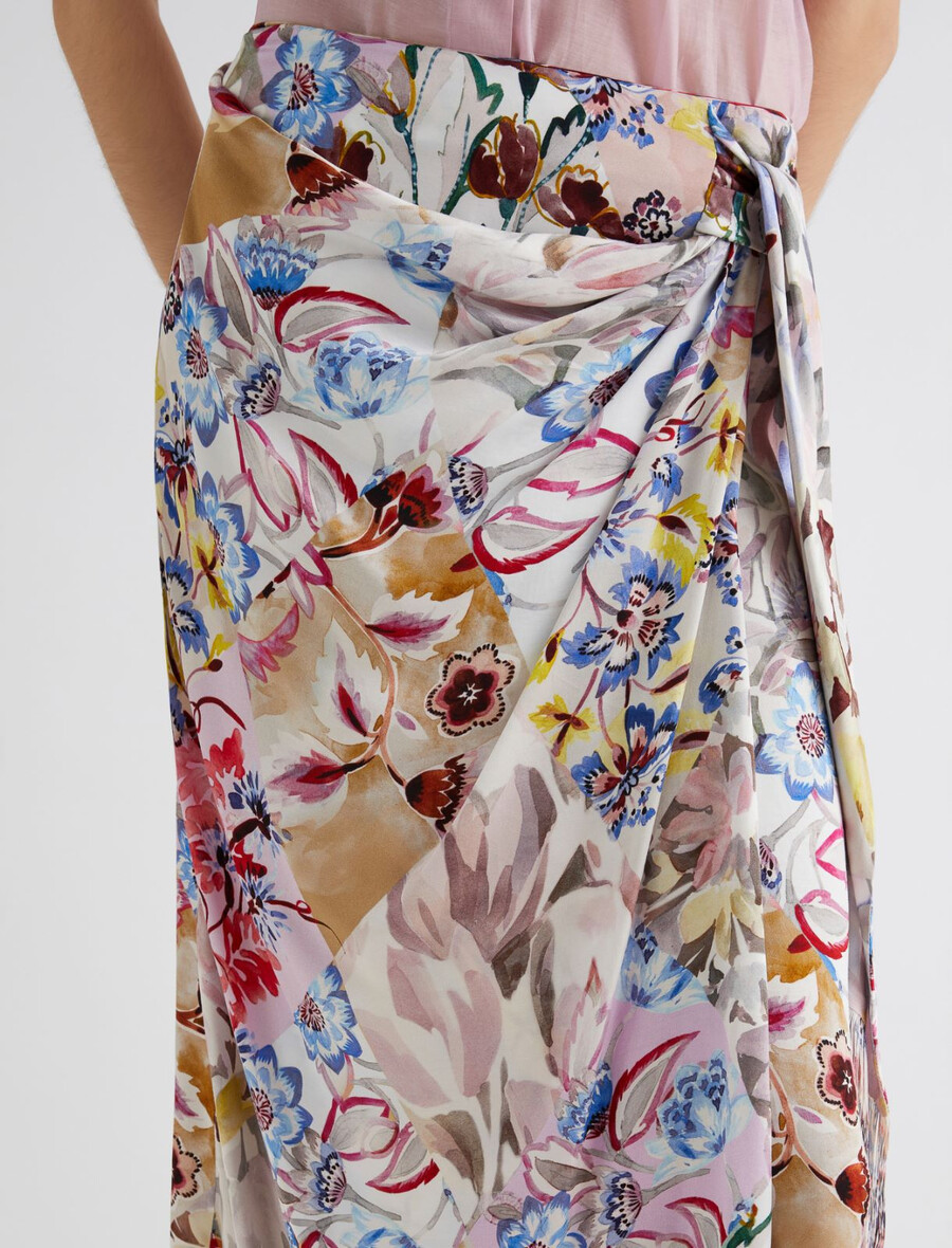 gonna in raso stampato - rosa