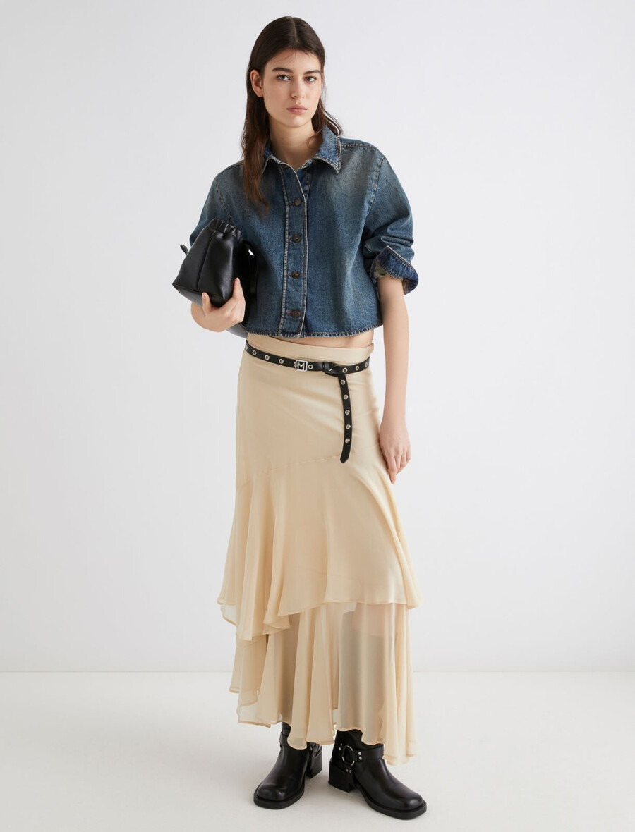 gonna in seta - bianco lana