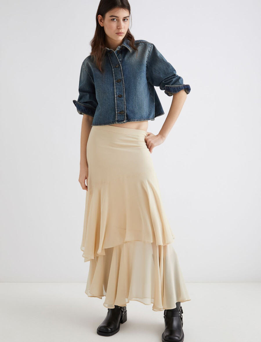 gonna in seta - bianco lana