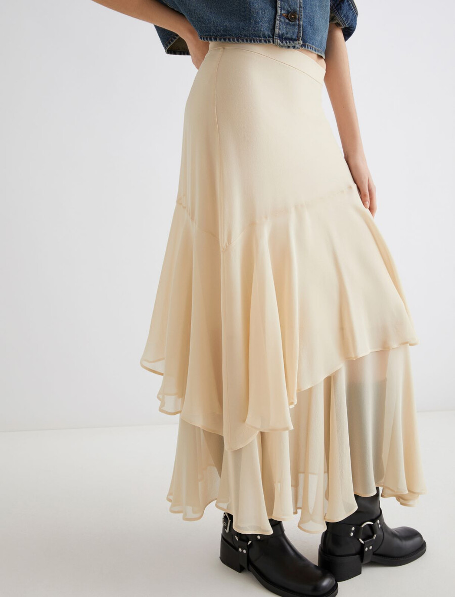 gonna in seta - bianco lana