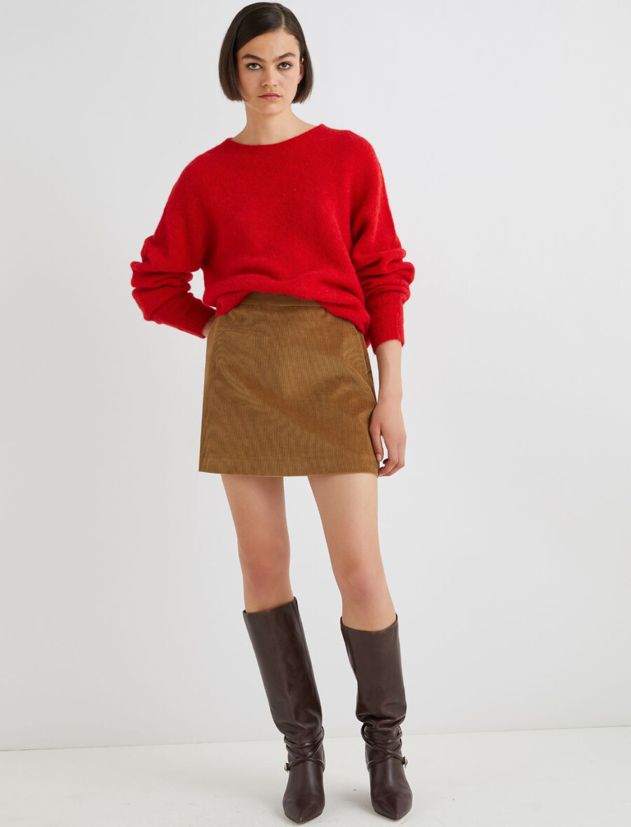 gonna corta in velluto - oliva