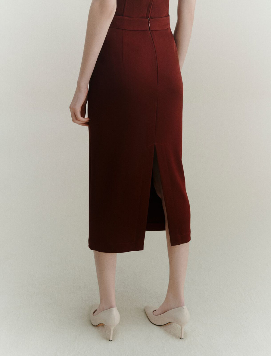 gonna in raso - bordeaux