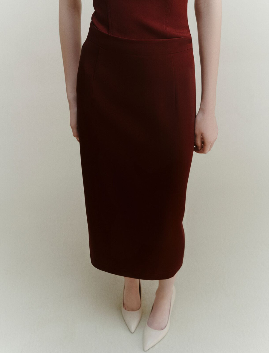 gonna in raso - bordeaux