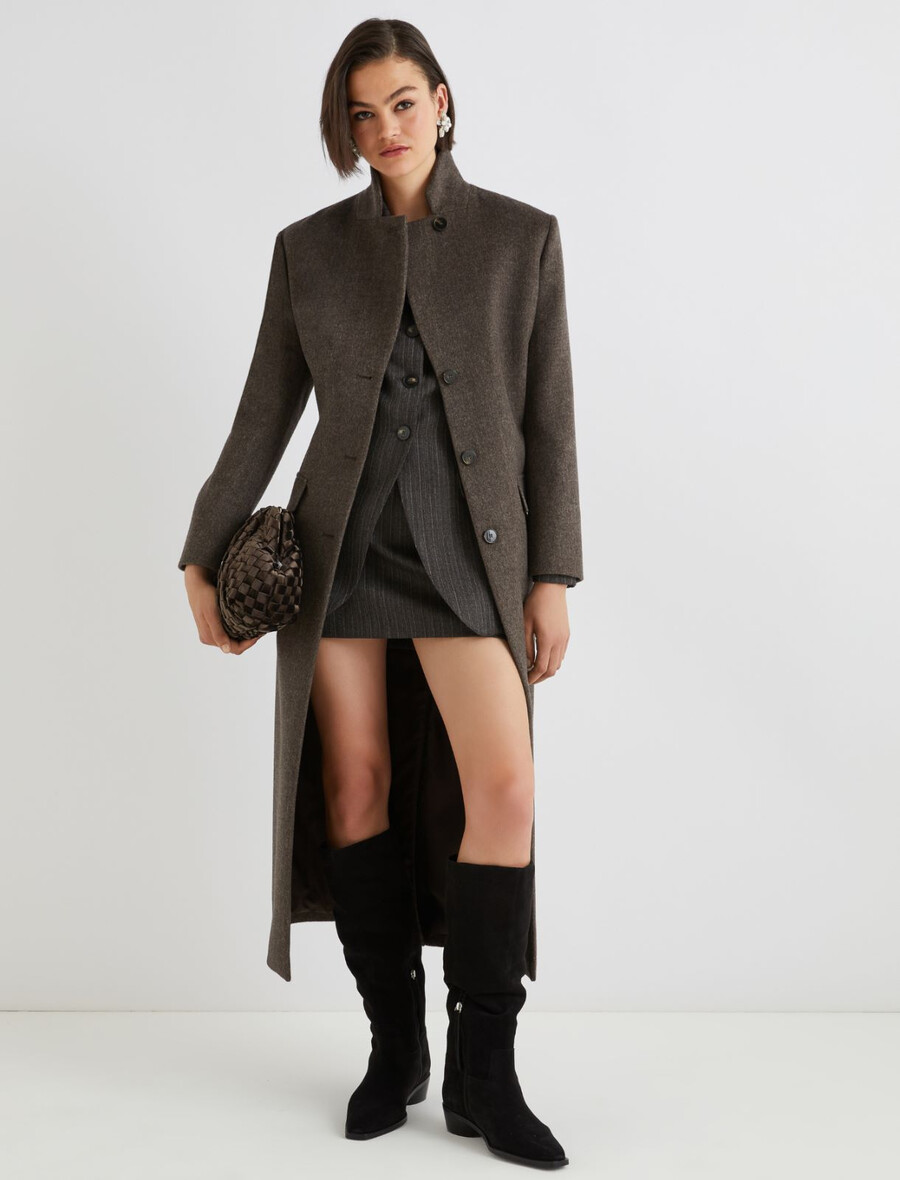 gonna corta in lana - marrone