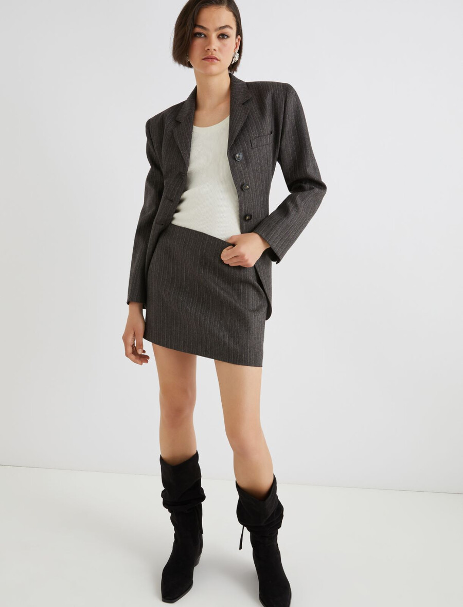 gonna corta in lana - marrone