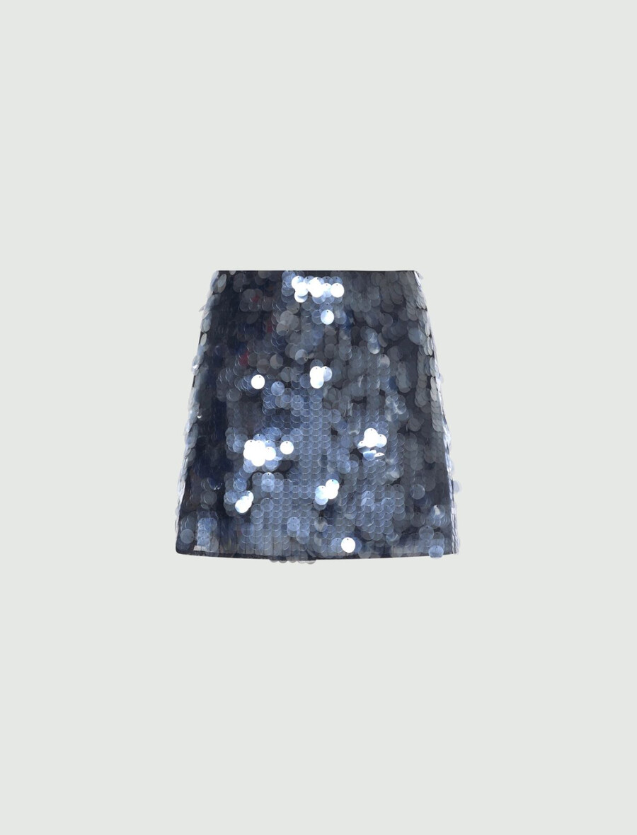 gonna corta con paillettes - navy