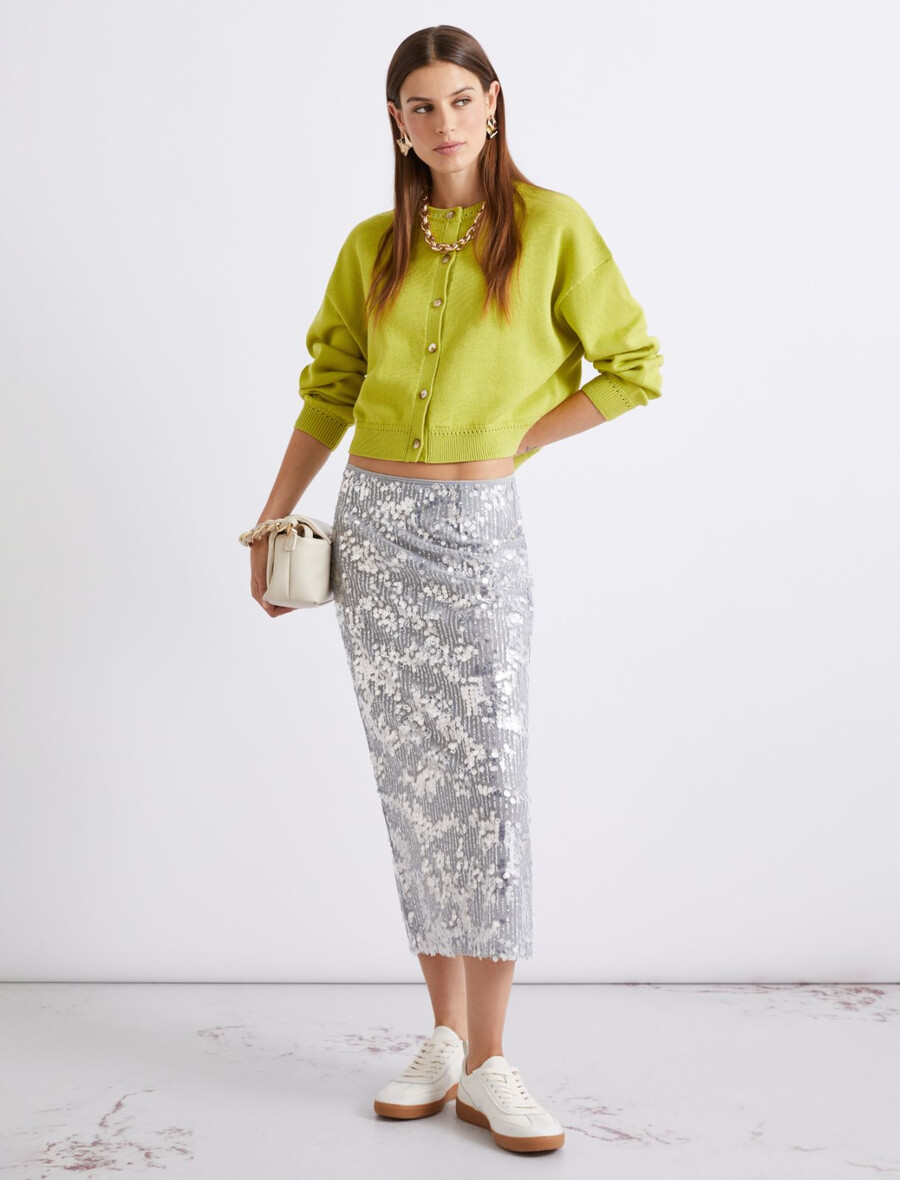 gonna midi con paillettes - grigio