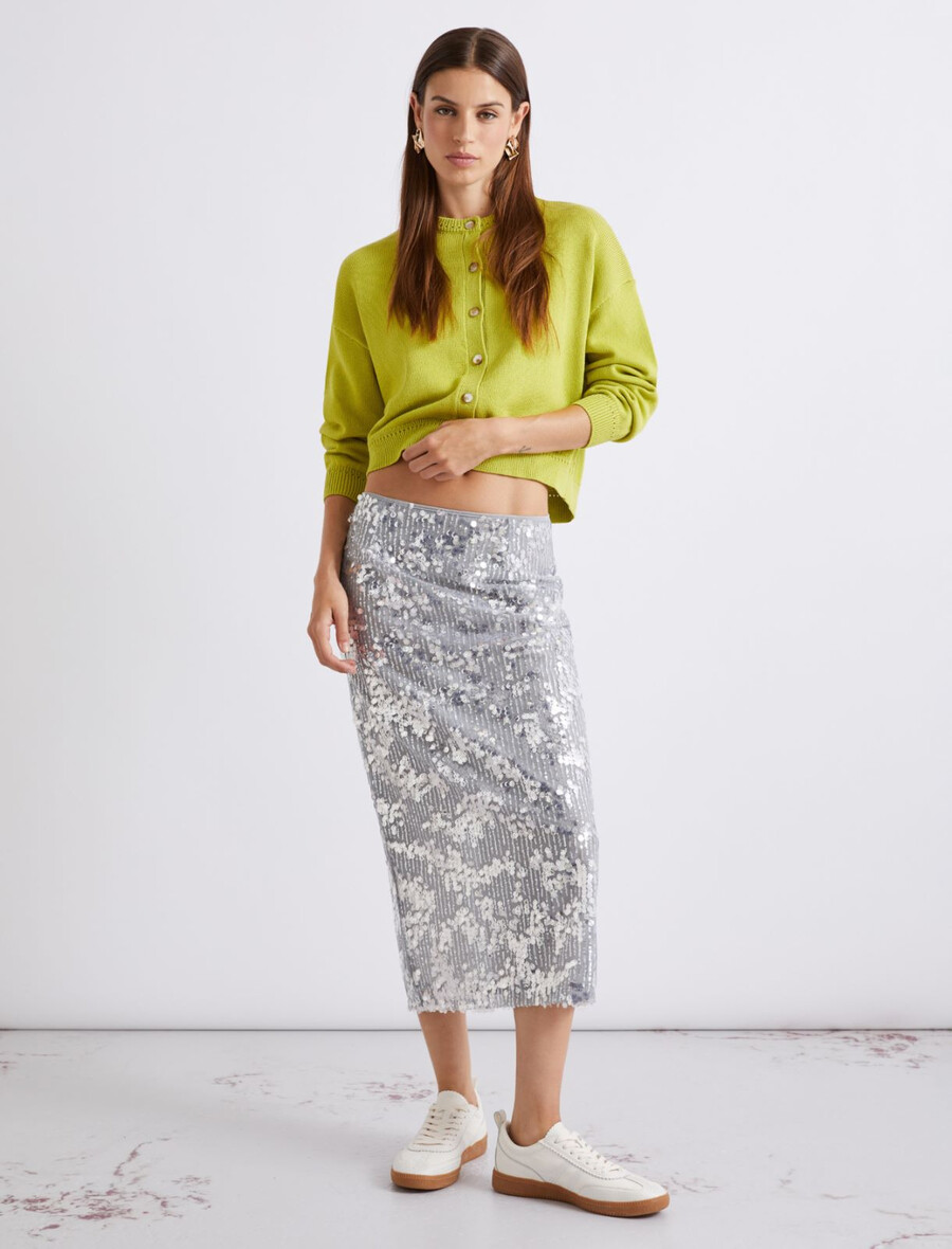 gonna midi con paillettes - grigio