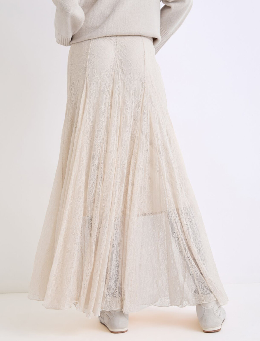 gonna in jersey di pizzo - crema