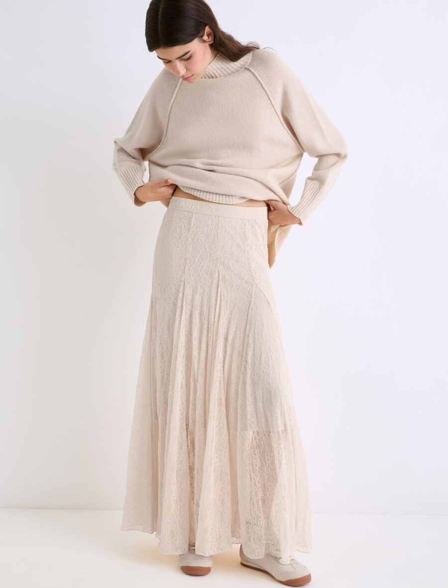 gonna in jersey di pizzo - crema