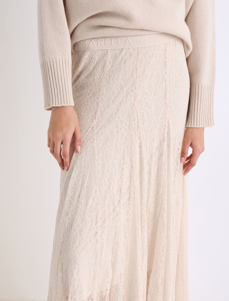 gonna in jersey di pizzo - crema