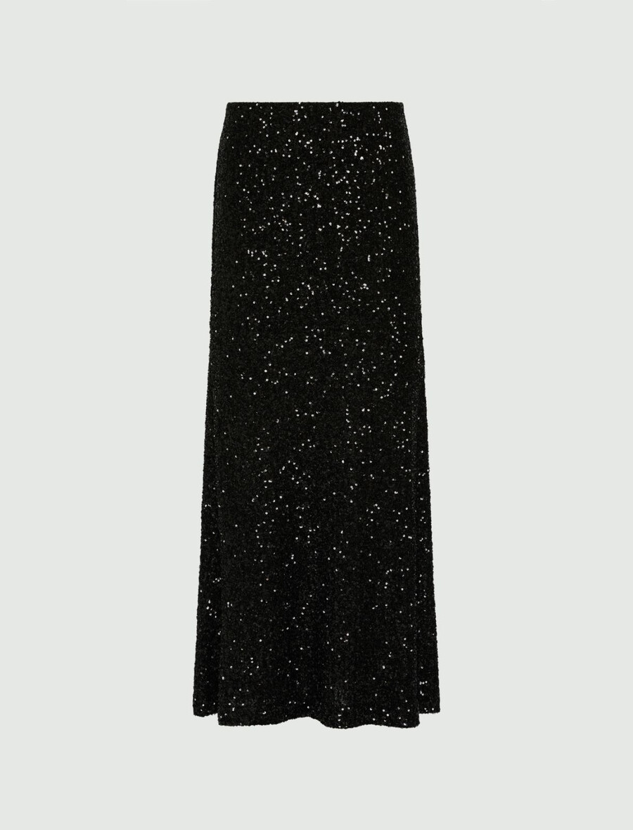 gonna midi con paillettes - nera