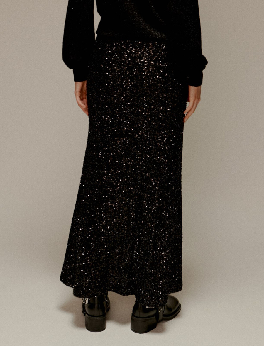 gonna midi con paillettes - nera