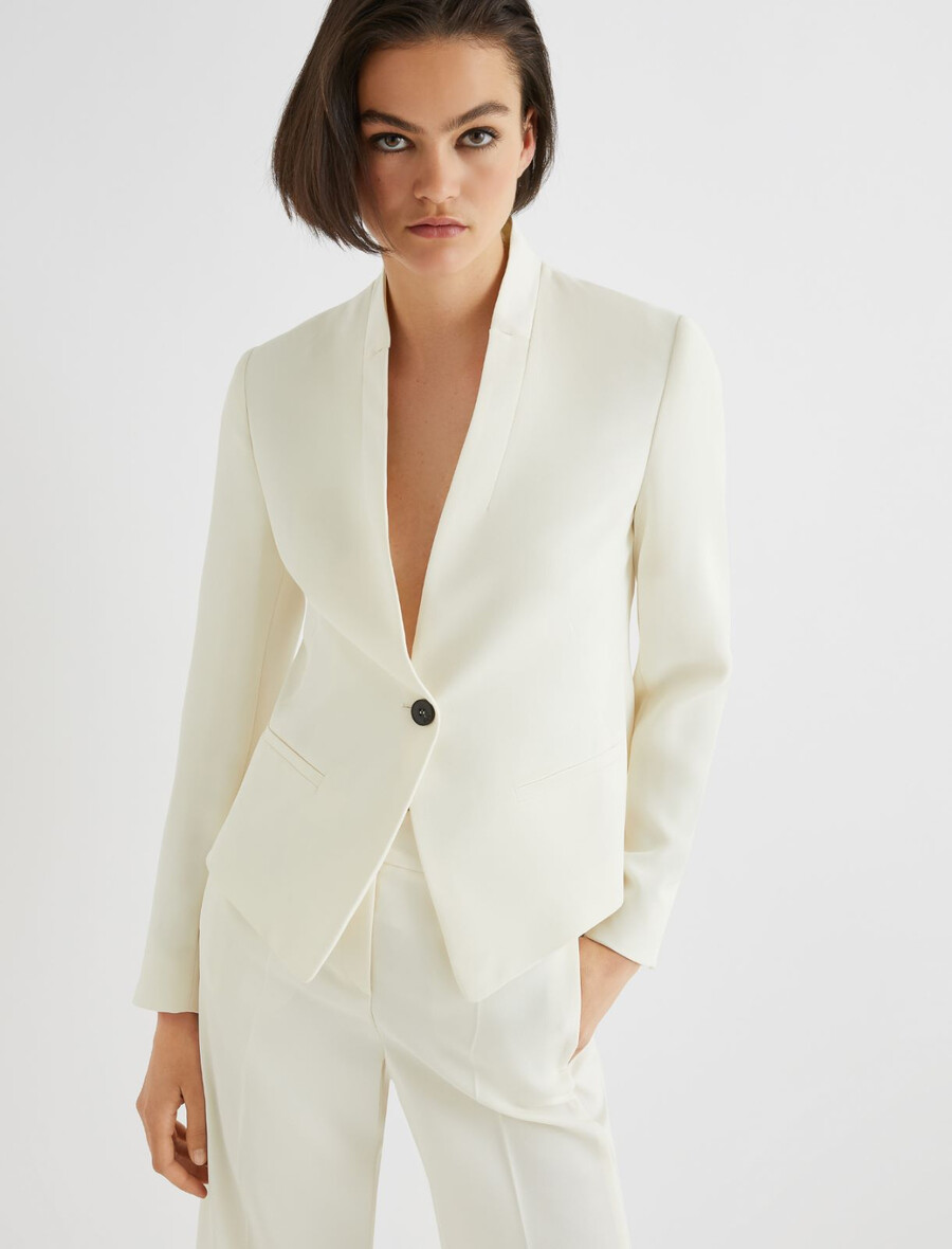 giacca in raso envers - bianco lana