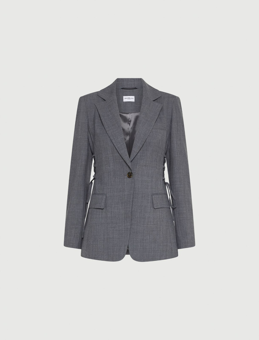 blazer dritto elasticizzato - grigio melange