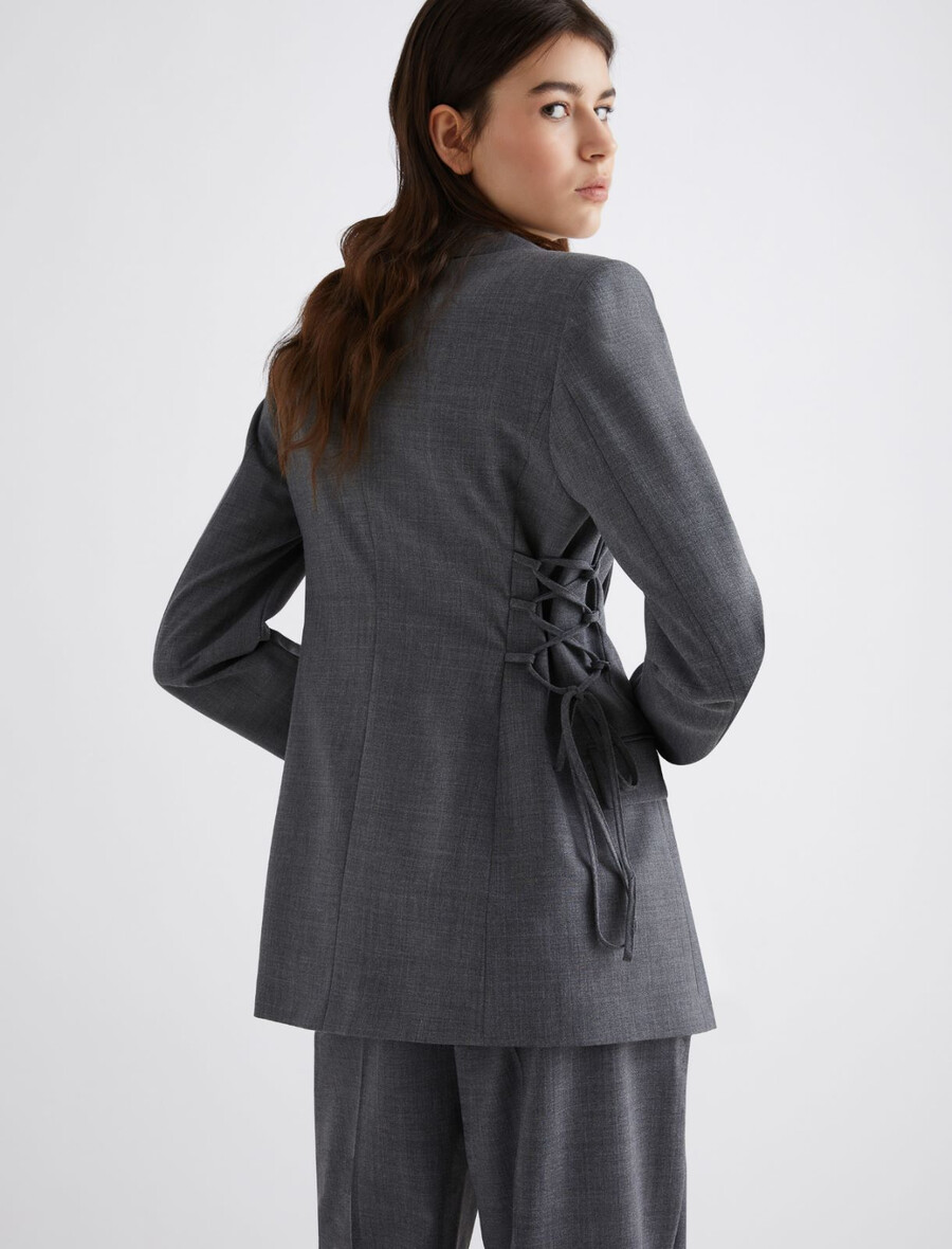 blazer dritto elasticizzato - grigio melange