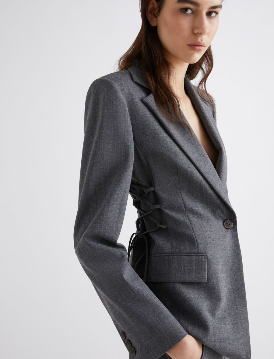 blazer dritto elasticizzato - grigio melange