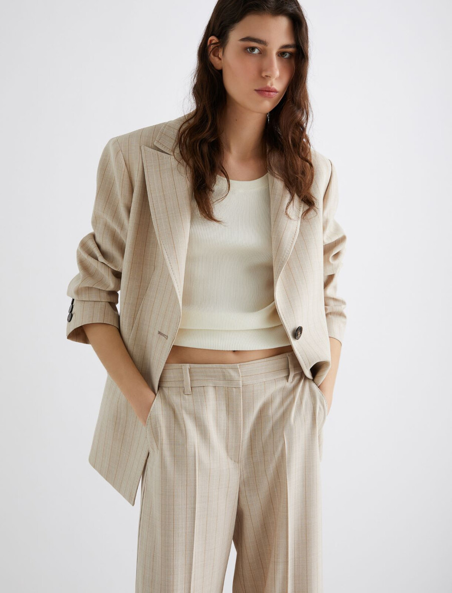 blazer in tela elasticizzata - ecru