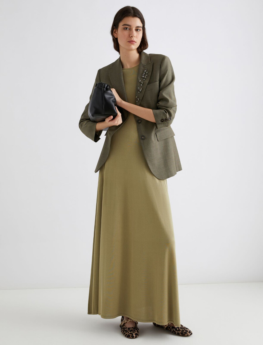 giacca in twill fluido con dettaglio in cristallo - kaki