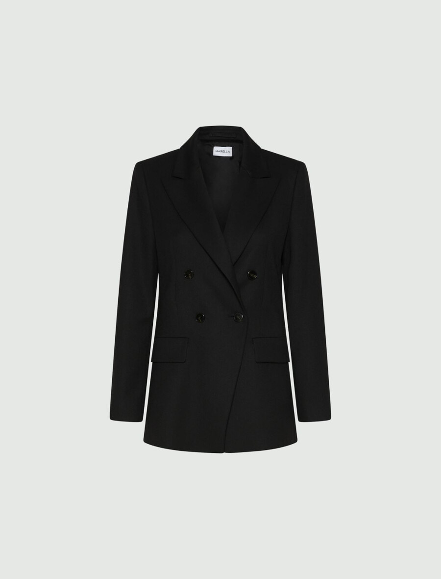 blazer doppiopetto elasticizzato - nero