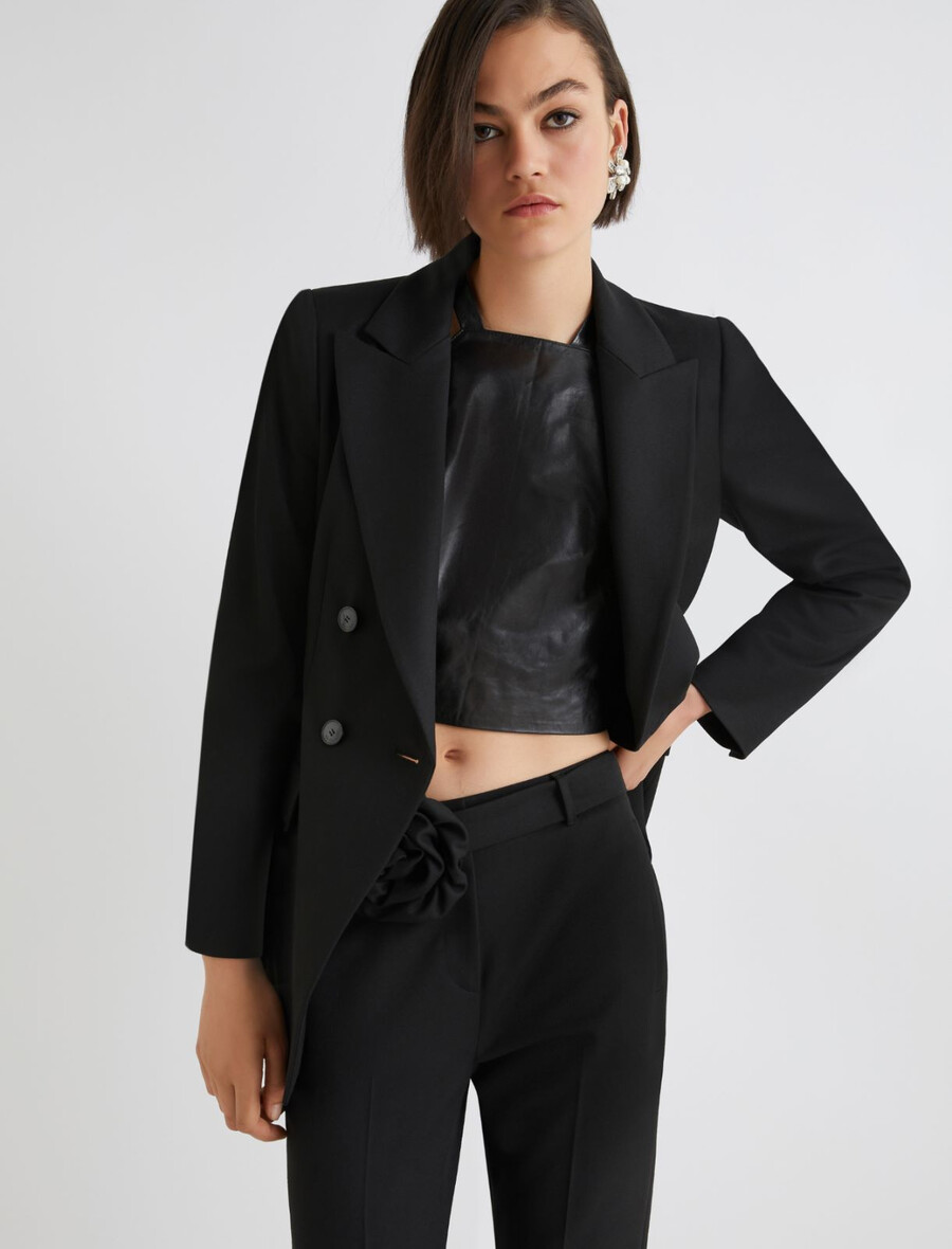 blazer doppiopetto elasticizzato - nero