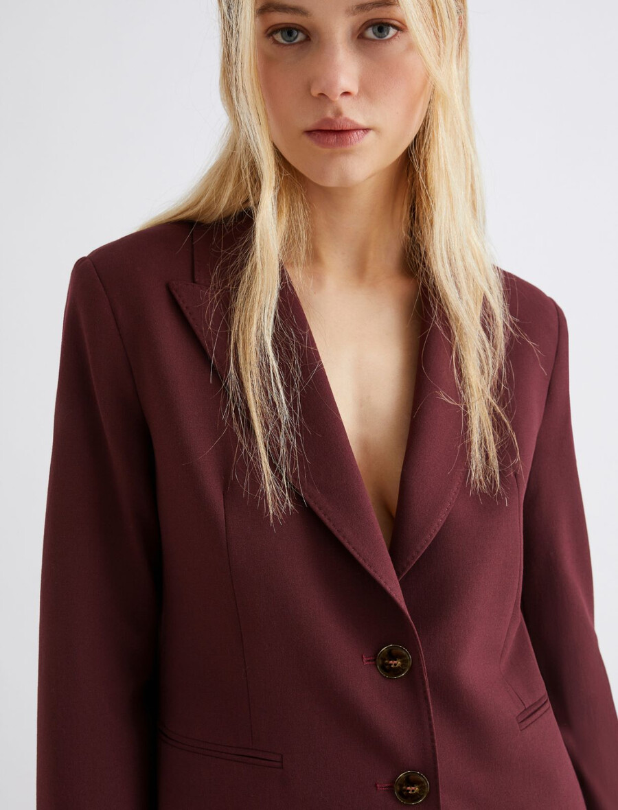blazer in tela di misto viscosa - bordeaux