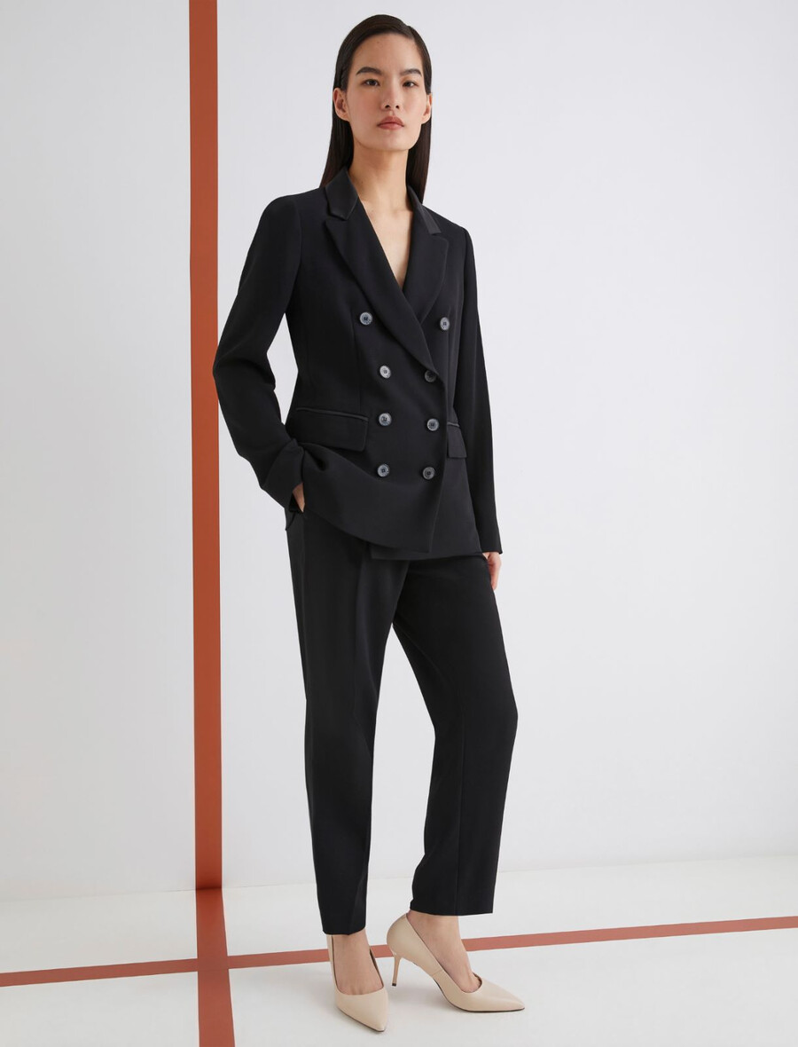 pantaloni con pieghe - nero