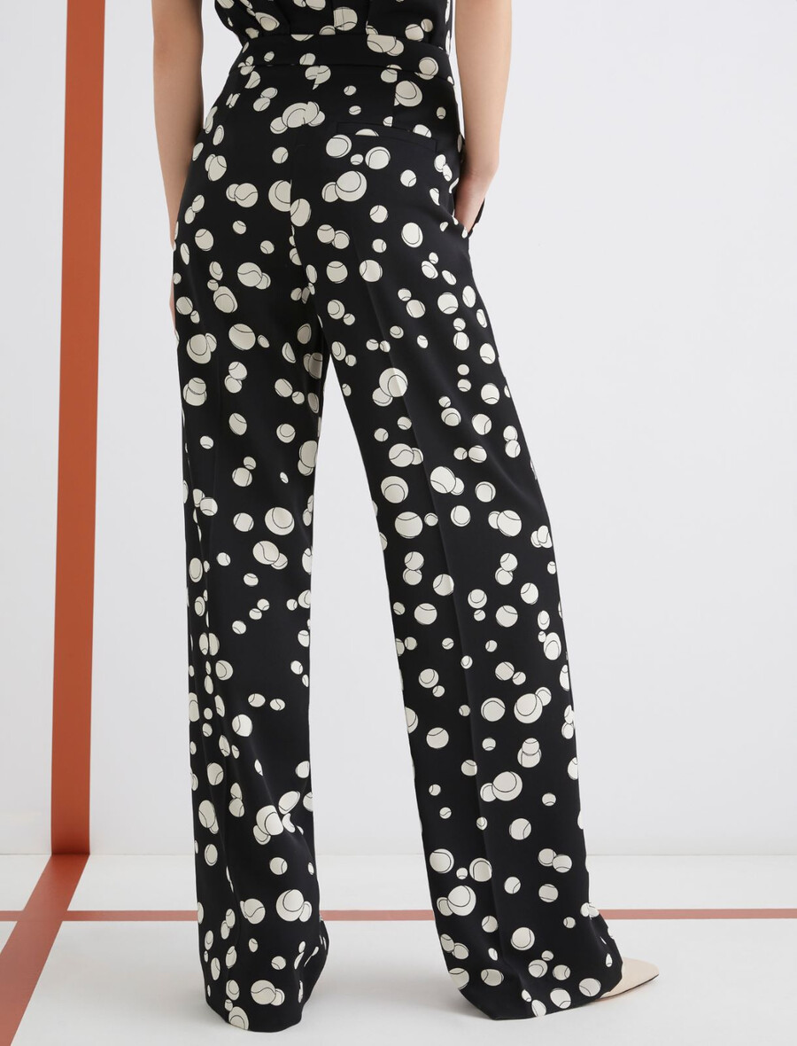 pantaloni in raso stampato - nero