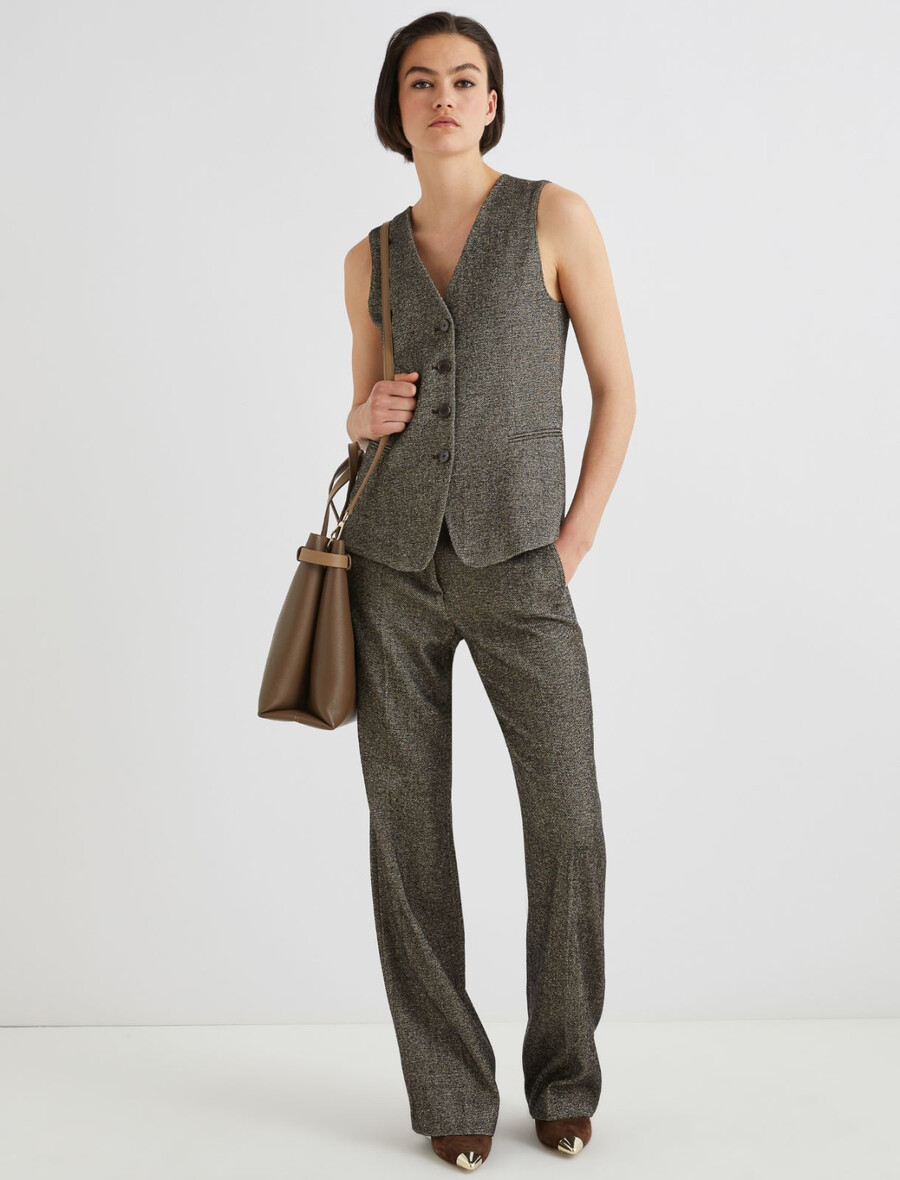 pantaloni in tweed - marrone
