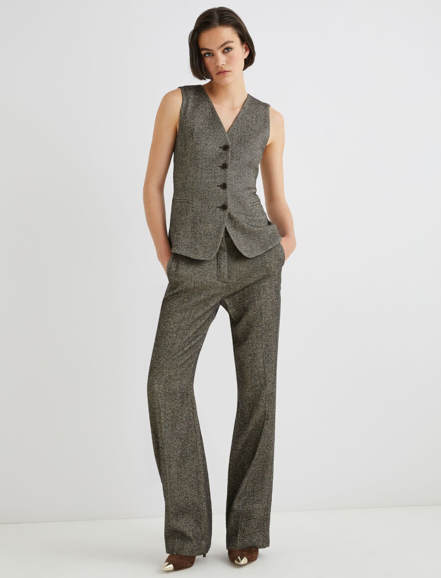 pantaloni in tweed - marrone