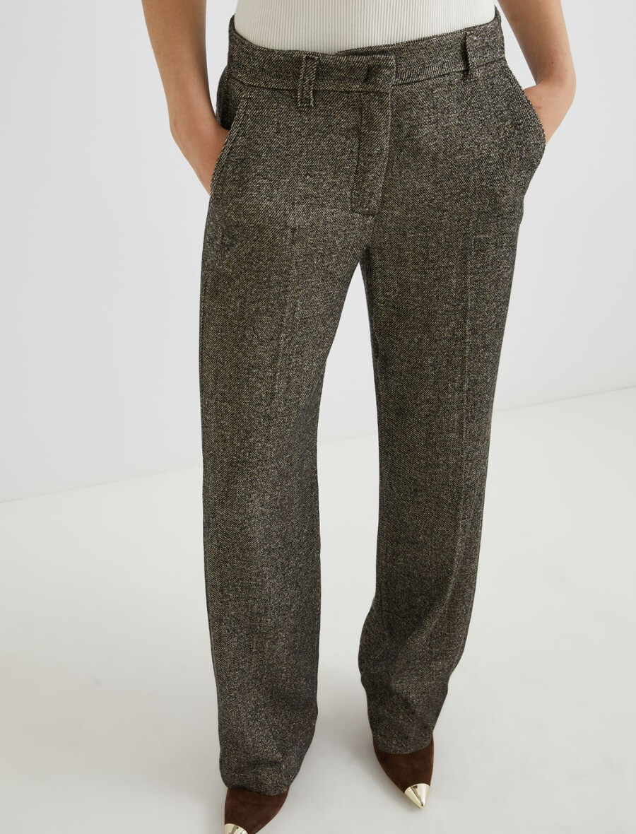 pantaloni in tweed - marrone