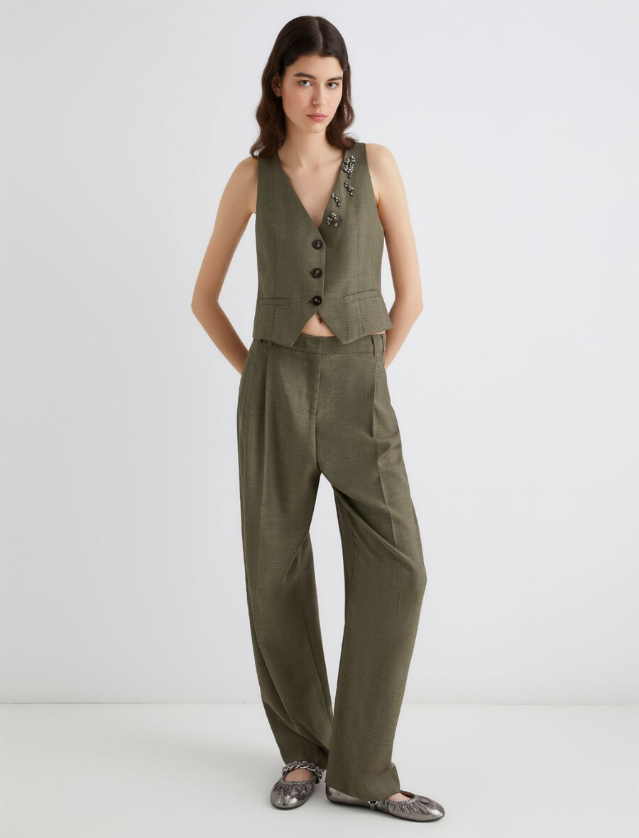 pantaloni carrot-fit in twill - kaki