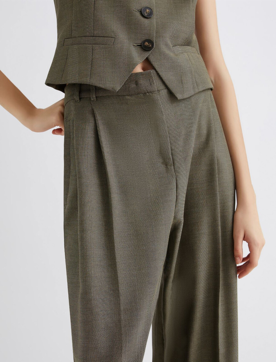 pantaloni carrot-fit in twill - kaki