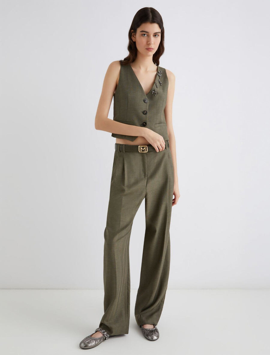 gilet in twill fluido - kaki