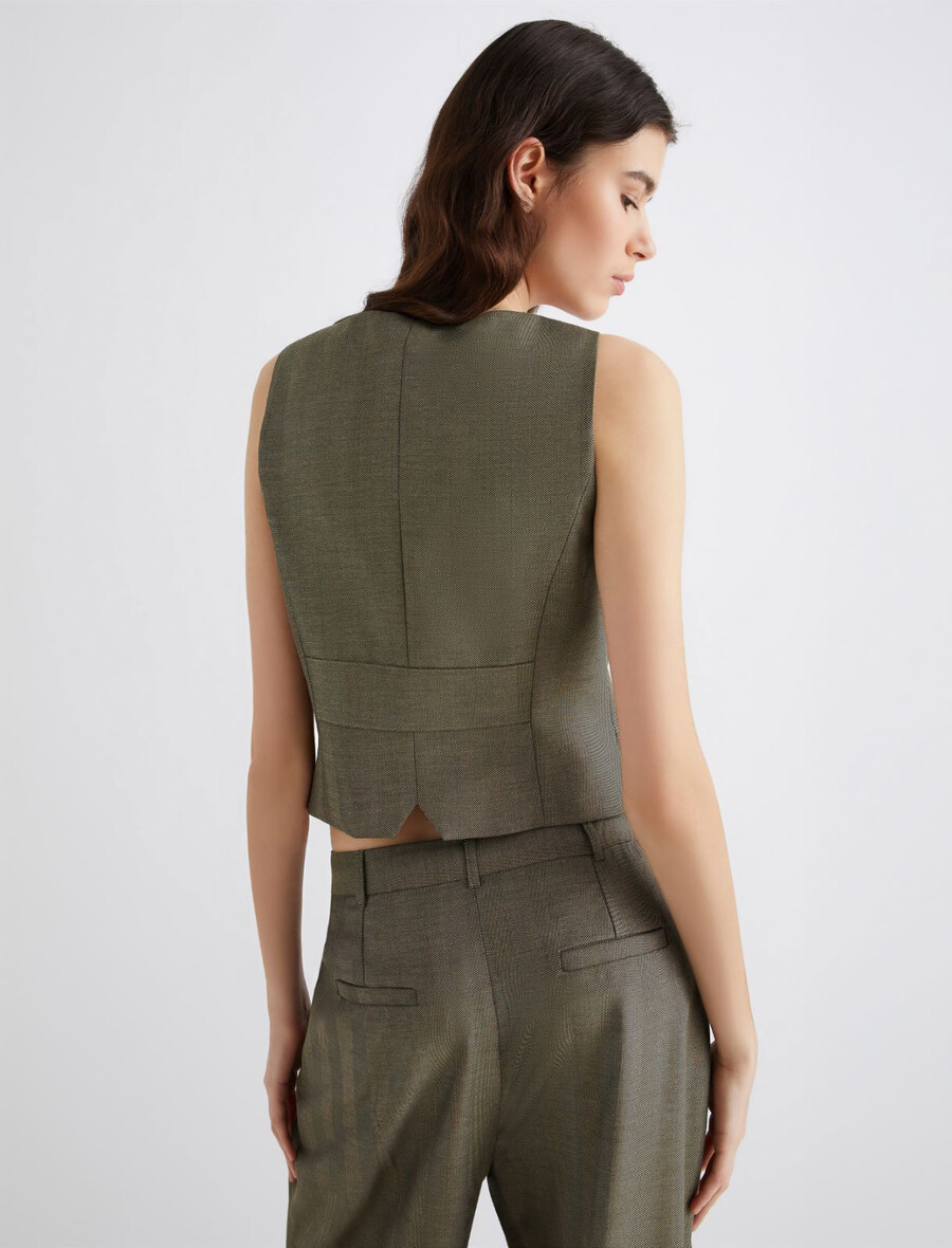 gilet in twill fluido - kaki