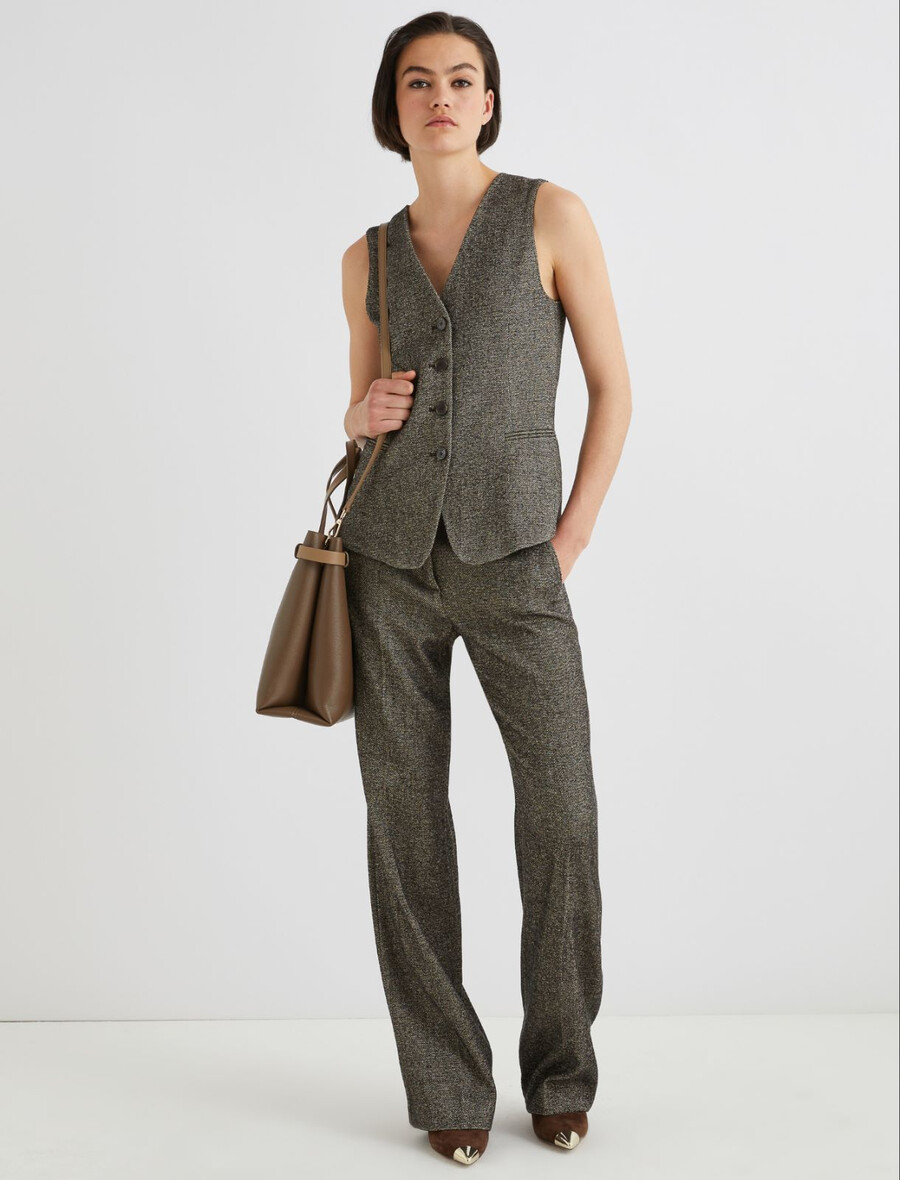 gilet in tweed - marrone