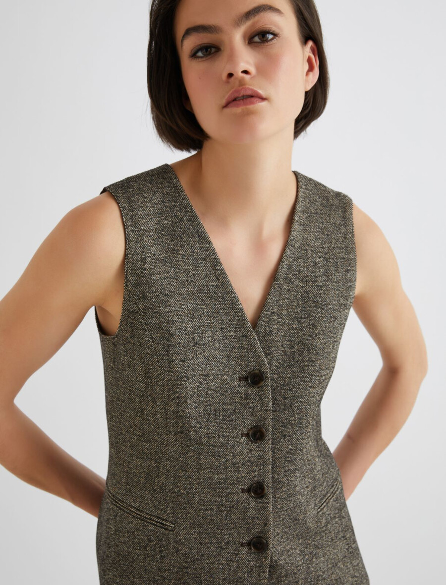 gilet in tweed - marrone