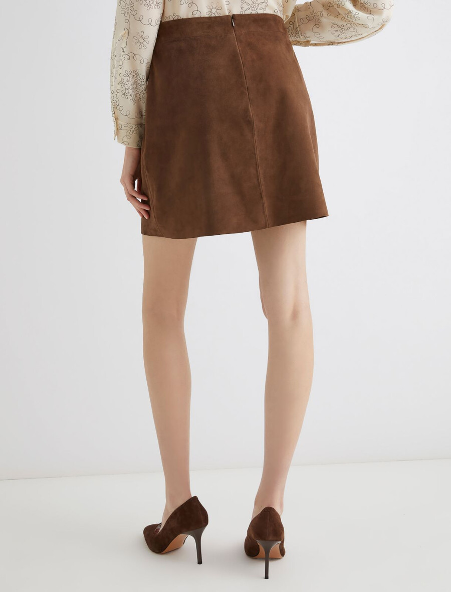 minigonna in pelle scamosciata - marrone
