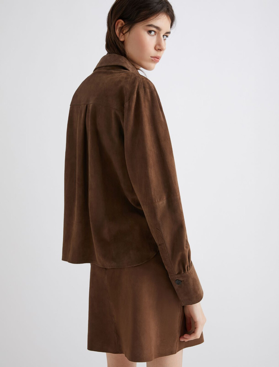 camicia in pelle scamosciata - marrone