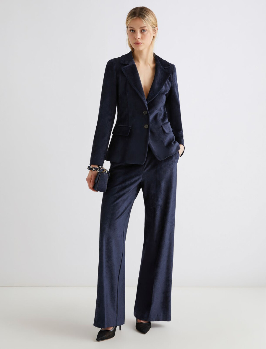 pantaloni dritti in velluto a coste - midnightblue