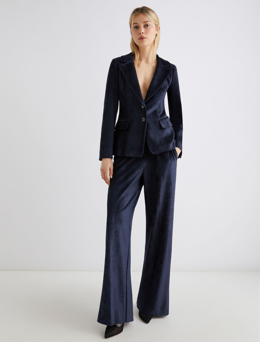 pantaloni dritti in velluto a coste - midnightblue