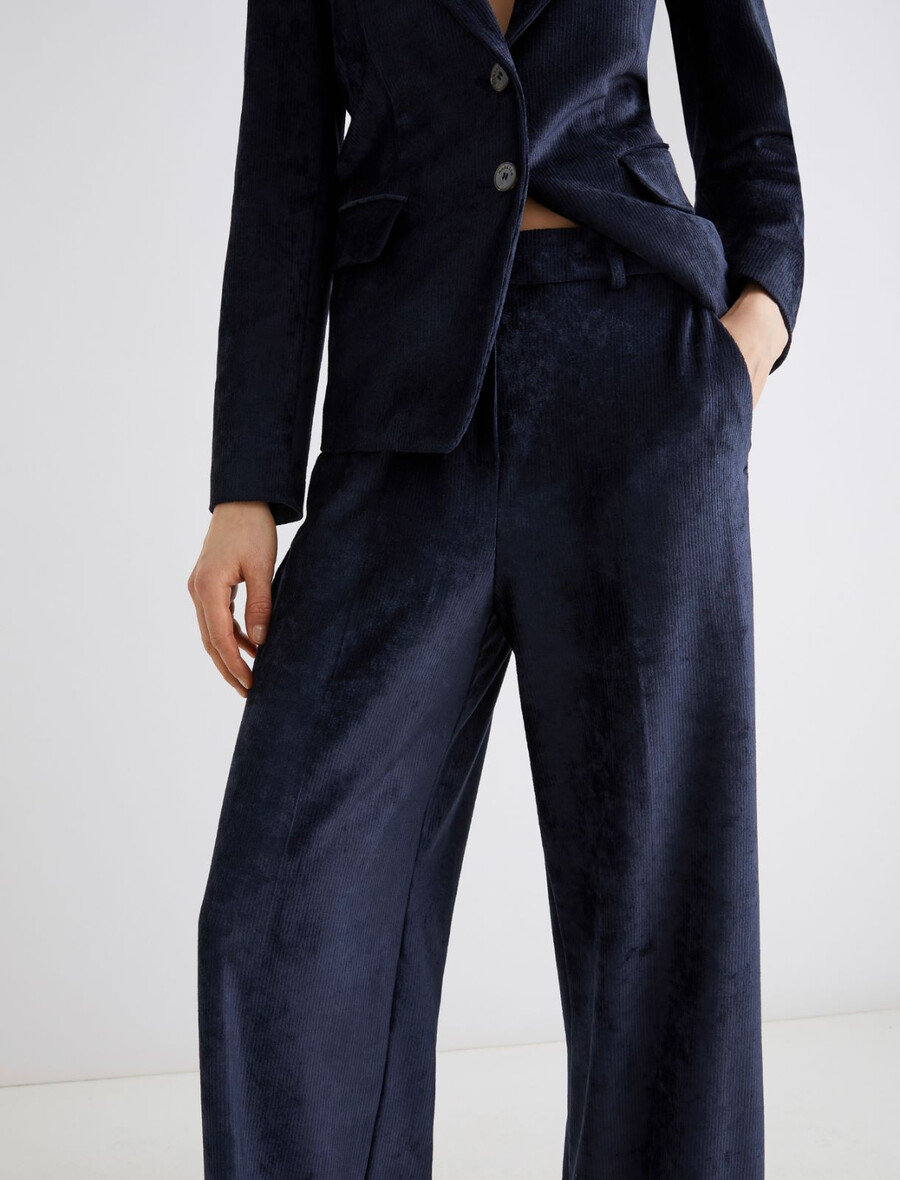 pantaloni dritti in velluto a coste - midnightblue