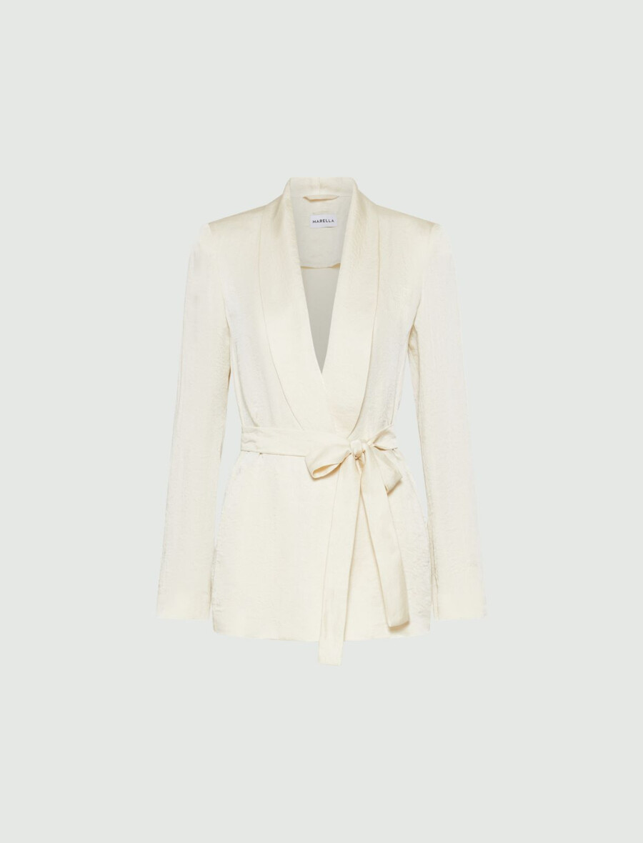 blazer decostruito in tessuto stropicciato - vaniglia