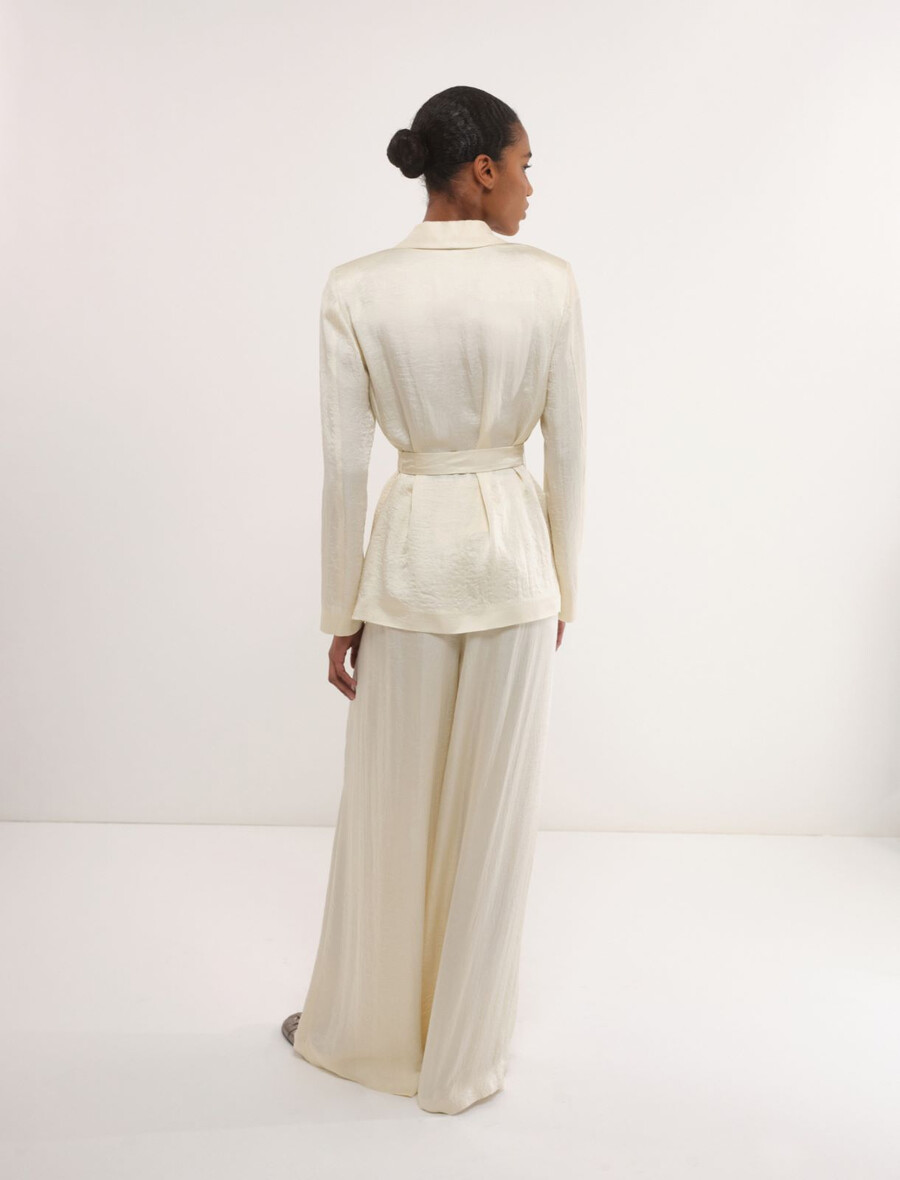 blazer decostruito in tessuto stropicciato - vaniglia