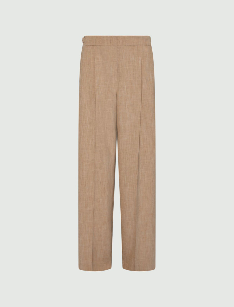 pantaloni elasticizzati a gamba larga - beige