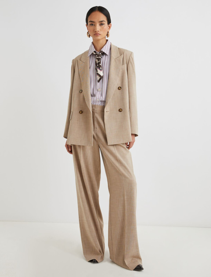 pantaloni elasticizzati a gamba larga - beige