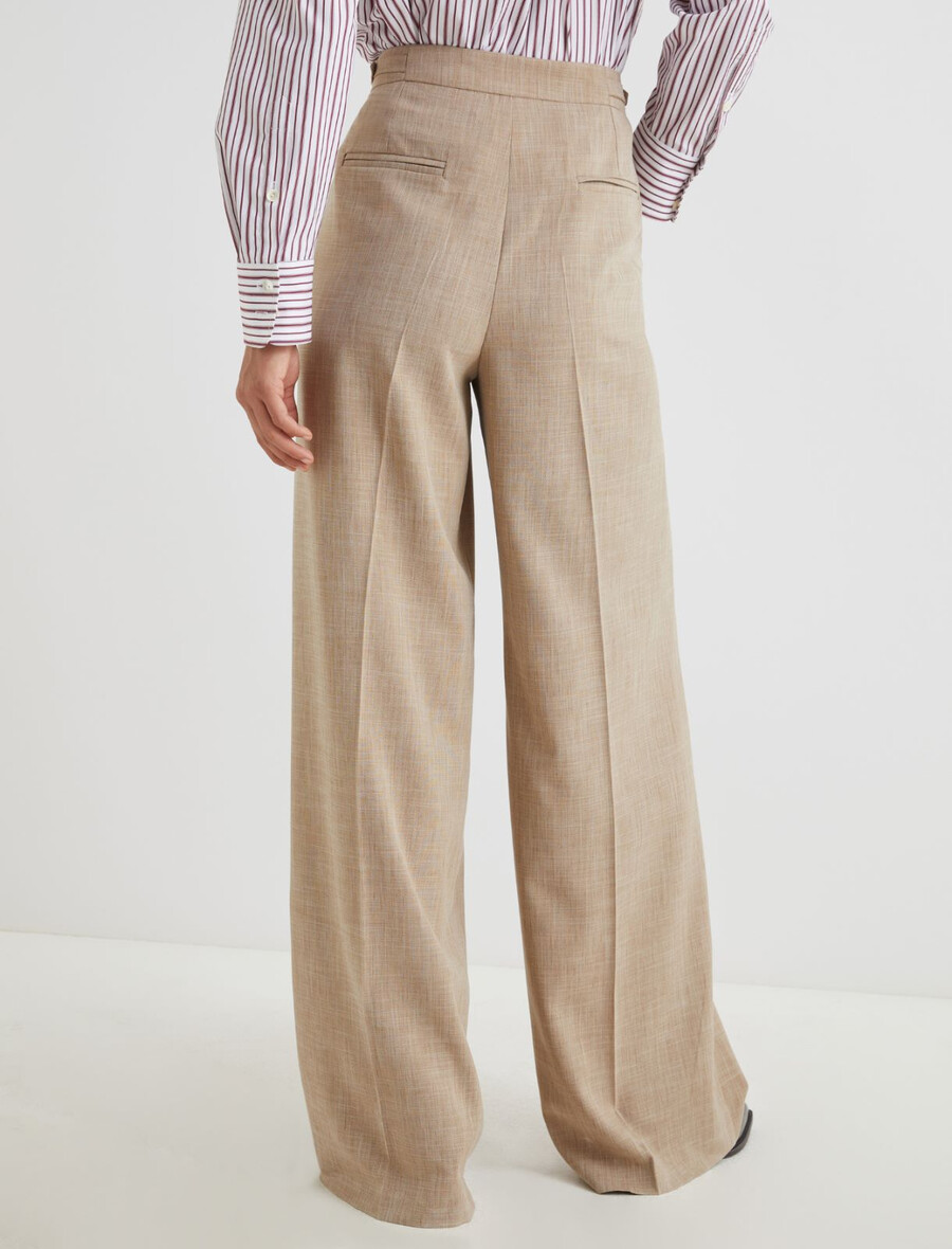 pantaloni elasticizzati a gamba larga - beige