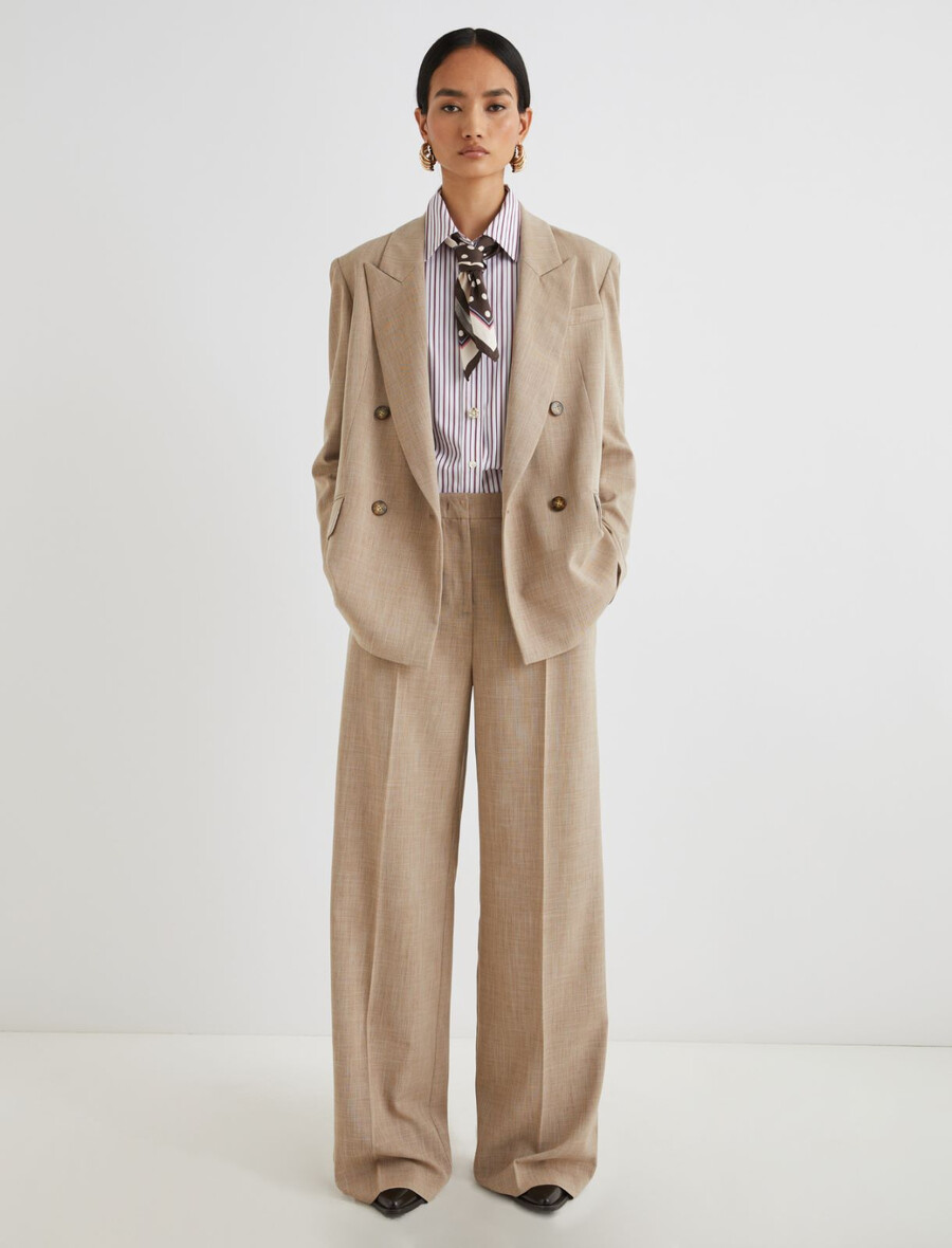 pantaloni elasticizzati a gamba larga - beige