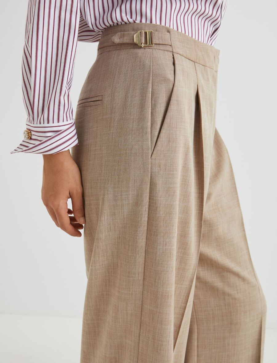 pantaloni elasticizzati a gamba larga - beige